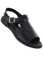 Dámské kožené sandály černé model 22099485 Dámské kožené sandály černé model 22099485