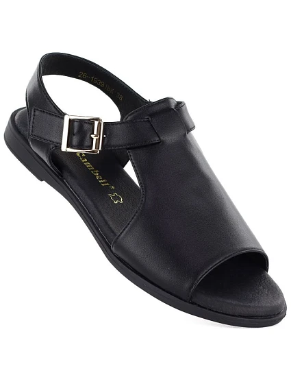 Dámské kožené sandály černé model 22099485 Dámské kožené sandály černé model 22099485