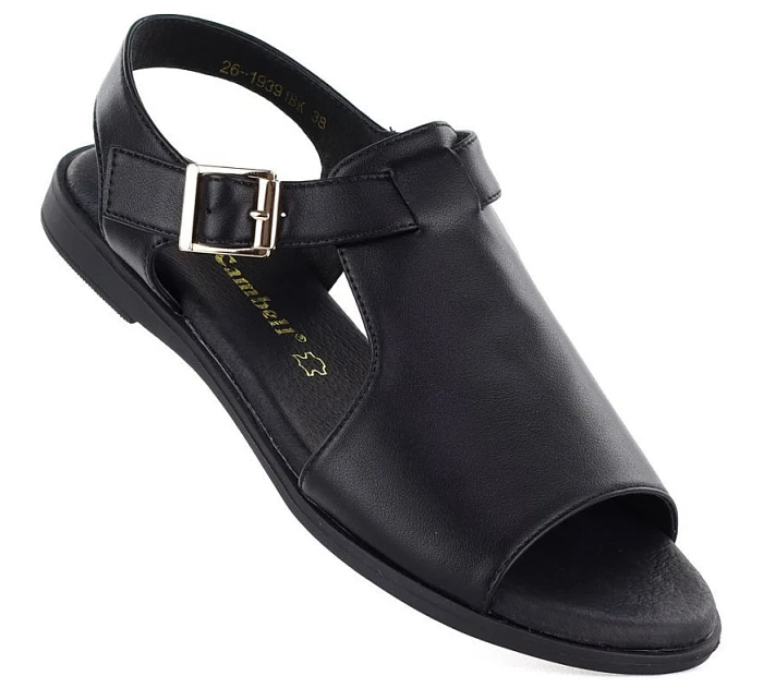 Dámské kožené sandály černé model 22099485 Dámské kožené sandály černé model 22099485