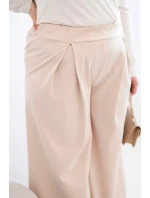 Dámské kalhoty Plus Size s širokými nohavicemi a model 21911604 béžová - K-Fashion