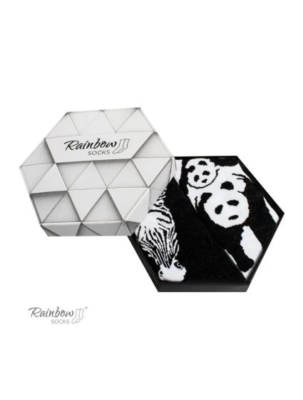 Duhové ponožky se  Zebra Panda černá a bílá 2 páry model 21606864 - ZOOKSY/RAINBOW SOCKS