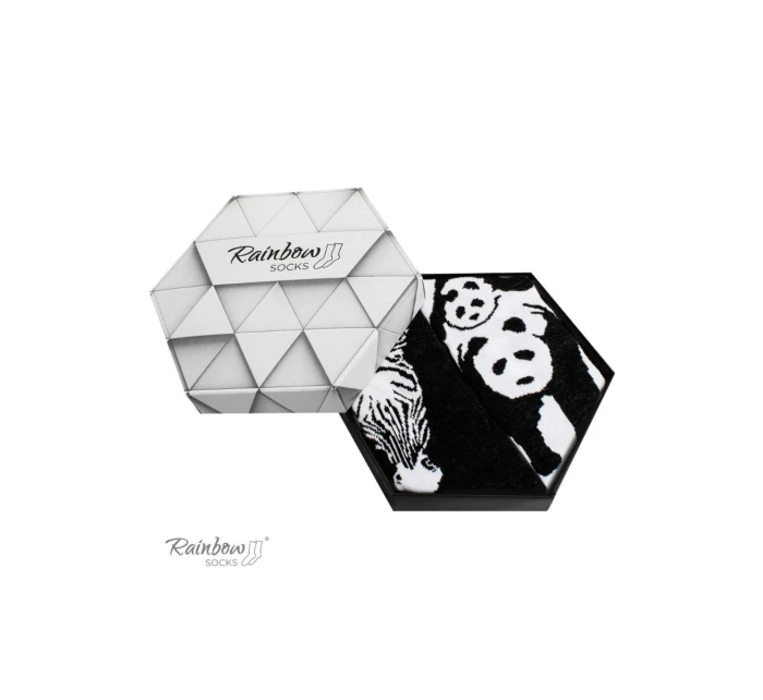 Duhové ponožky se  Zebra Panda černá a bílá 2 páry model 21606864 - ZOOKSY/RAINBOW SOCKS