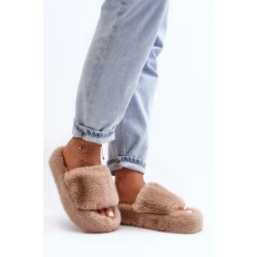 Dámské kožešinové pantofle Bežové Biella Dámské kožešinové pantofle Bežové Biella