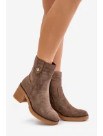 Zateplené dámské boty na podpatku hnědé Vailia Zateplené dámské boty na podpatku hnědé Vailia