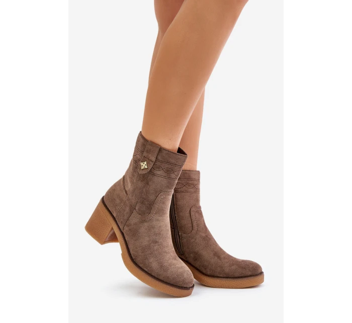 Zateplené dámské boty na podpatku hnědé Vailia Zateplené dámské boty na podpatku hnědé Vailia