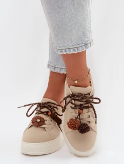 Dámské tenisky na platformě s ozdobnými béžové model 21919545 - Boto