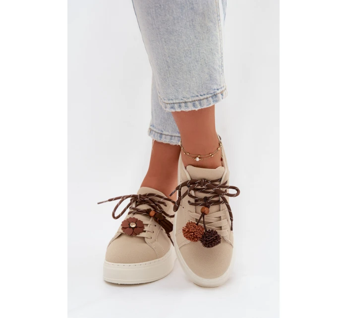 Dámské tenisky na platformě s ozdobnými béžové model 21919545 - Boto