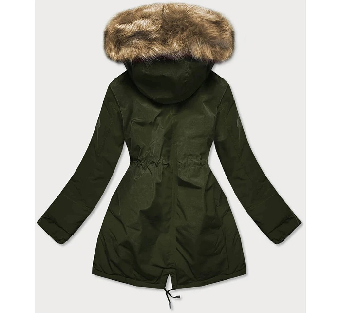 Dámská oboustranná zimní bunda khaki černá (w557-1big)