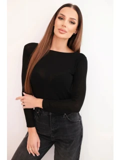 Dámská kasmírová blůza s kulatým výstřihem a dlouhými rukávy černá