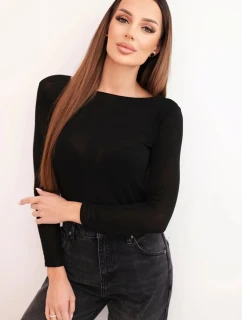 Dámská kasmírová blůza s kulatým výstřihem a dlouhými rukávy černá