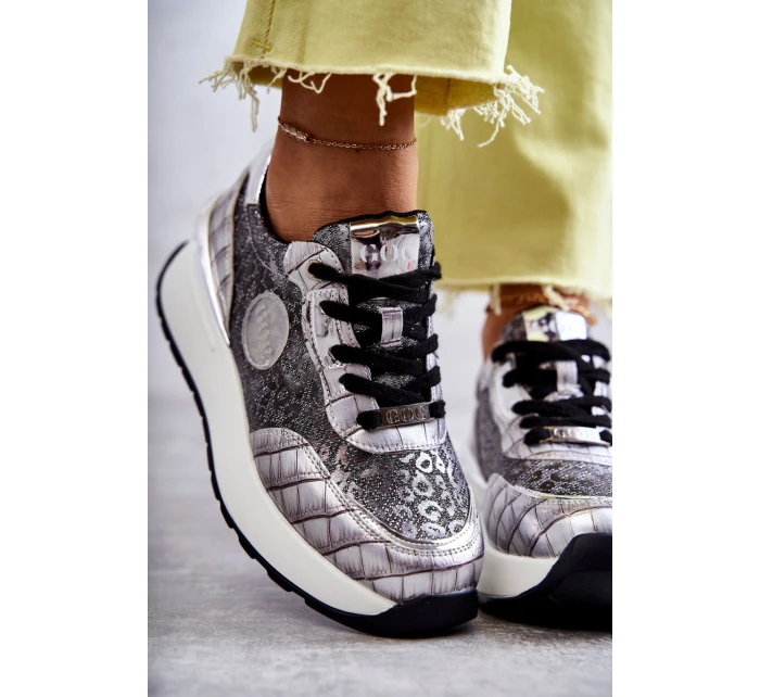 Dámská sportovní obuv na klínku GOE KK2N4083 stříbrne Dámská sportovní obuv na klínku GOE KK2N4083 stříbrne