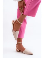 Šněrovací baleríny z ekokože s  světle béžové model 21666763 - Boto