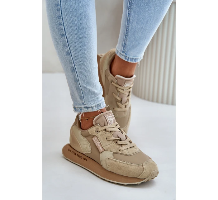 Dámské Kožené Tenisky Big Star OO274564 Hi-Poly System Béžové Dámské Kožené Tenisky Big Star OO274564 Hi-Poly System Béžové