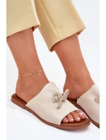 Dámské sandály na plochém podpatku s ozdobným vázáním béžové Norela