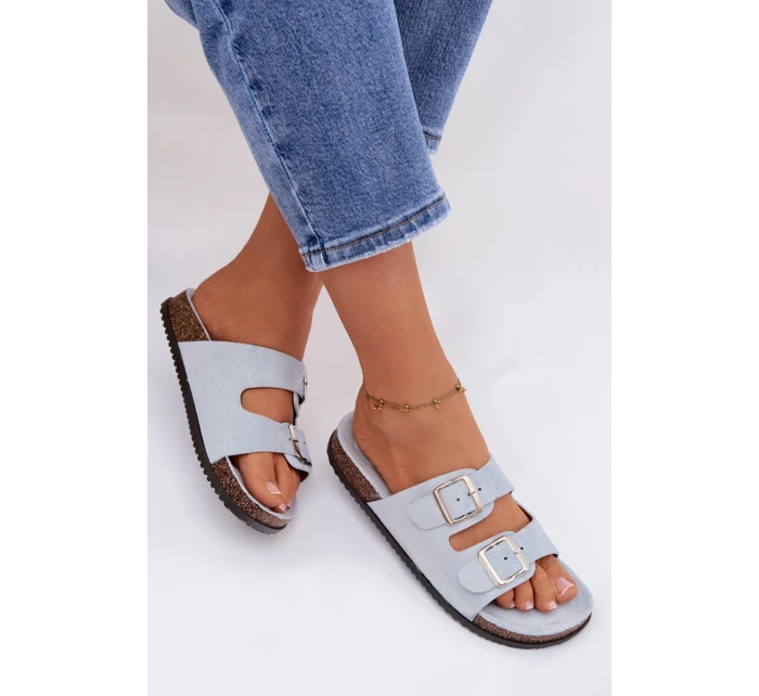 Dámské pantofle s přezkami Modré model 21908448 - Boto