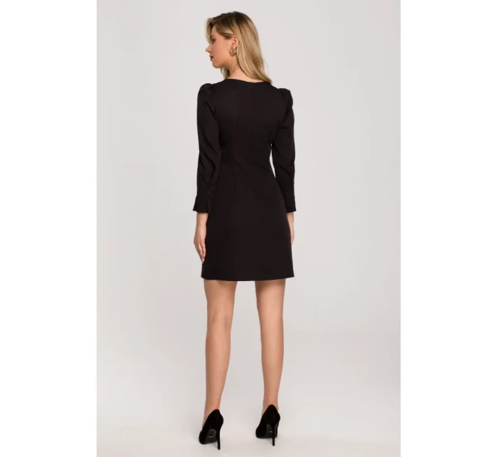 K148 Trapézové šaty - černé