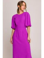 S399 Šaty s puff rukávy - levandulová barva S399 Šaty s puff rukávy - levandulová barva