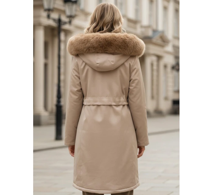 Dámská zimní bunda parka s kožešinou béžová FashionStreet TY5112