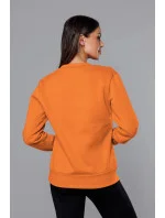 Světle oranžová dámská tepláková mikina se stahovacími lemy model 17038507 - J.STYLE Světle oranžová dámská tepláková mikina se stahovacími lemy model 17038507 - J.STYLE