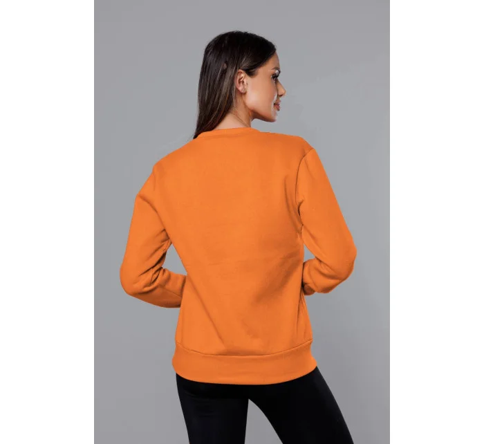 Světle oranžová dámská tepláková mikina se stahovacími lemy model 17038507 - J.STYLE Světle oranžová dámská tepláková mikina se stahovacími lemy model 17038507 - J.STYLE