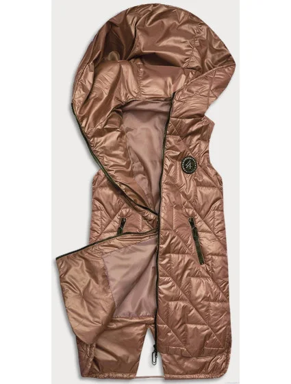 Prošívaná dámská vesta v karamelové barvě model 18016222 - S'WEST