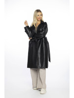 Černý klasický dámský kabát z ekologické kůže model 19035452 - Ann Gissy