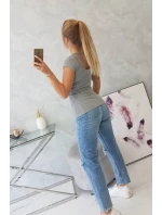 Halenka s krajkovým výstřihem šedá