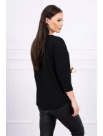 Halenka s grafickou a barevnou 3D mašlí černá