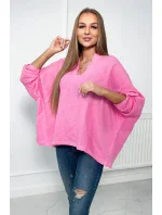 Mušelínová halenka s ohrnutými rukávy tmavě růžová Mušelínová halenka s ohrnutými rukávy tmavě růžová