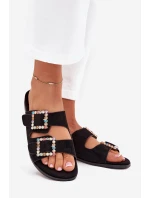 Sandály S Přezkami Na Ploché Podpatky Černé model 21705548 - Boto