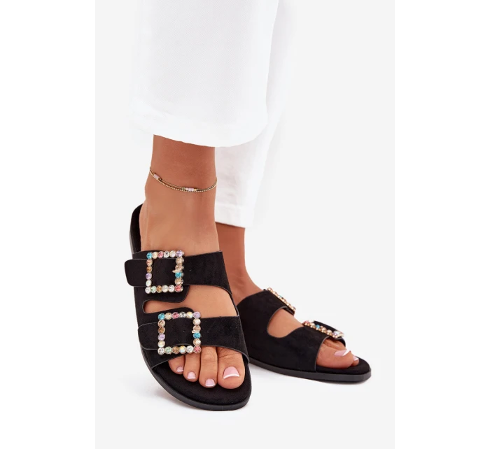 Sandály S Přezkami Na Ploché Podpatky Černé model 21705548 - Boto