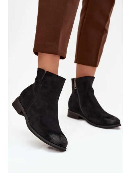 Dámské kotníkové boty na nízkém podpatku model 21712274 Černé - VINCEZA