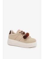 Dámské tenisky na platformě s ozdobnými béžové model 21919545 - Boto