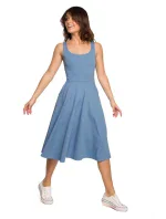 B218 Přiléhavé šaty bez rukávů - modré