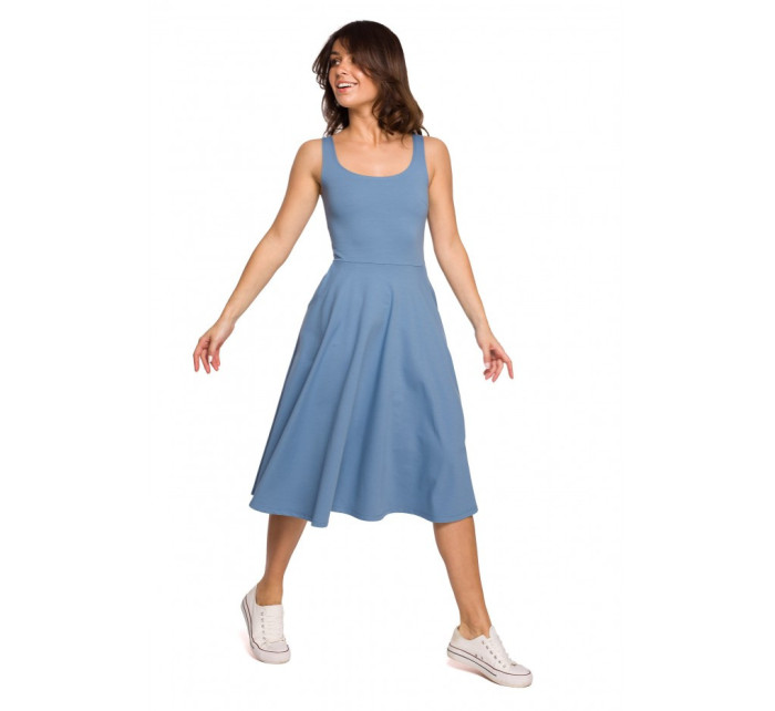 model 18003930 Přiléhavé šaty bez rukávů modré - BeWear