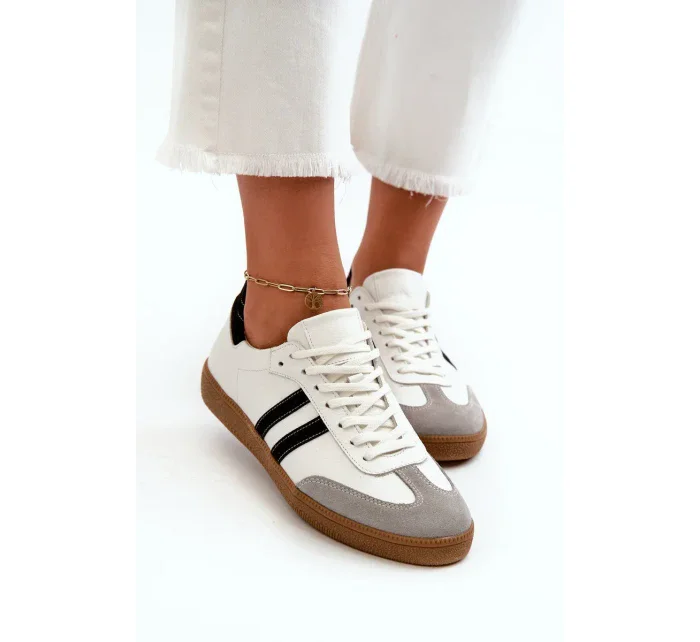 Dámské kožené nízké tenisky Zazoo bílé Dámské kožené nízké tenisky Zazoo bílé