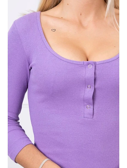 Šaty s výstřihem na knoflíky model 20930161 fialové Kesi - Kilpi