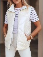Dámská prošívaná vesta HOLO cream FashionStreet TY3042 Dámská prošívaná vesta HOLO cream FashionStreet TY3042