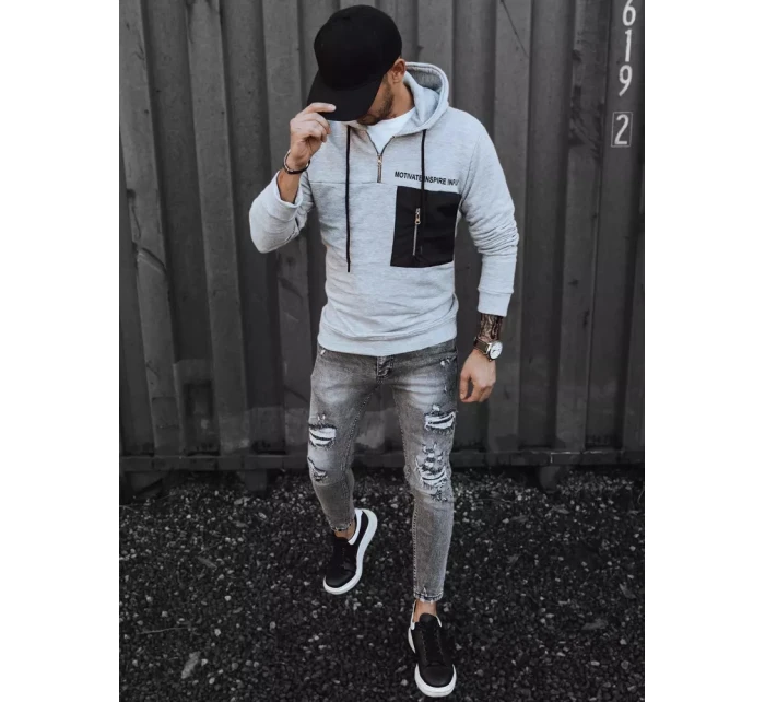 Pánská šedá mikina model 21966815 - Dstreet Pánská šedá mikina model 21966815 - Dstreet