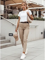 Dámské bavlněné kalhoty slim fit s páskem TAIRONIK tmavě béžové FashionStreet UY2545 Dámské bavlněné kalhoty slim fit s páskem TAIRONIK tmavě béžové FashionStreet UY2545