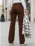 Dámské džíny s vysokým pasem a širokými nohavicemi hnědé FashionStreet UY2877 Dámské džíny s vysokým pasem a širokými nohavicemi hnědé FashionStreet UY2877