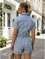 Krátká dámská džínová kombinéza, světle modrá, FashionStreet EY2655 Krátká dámská džínová kombinéza, světle modrá, FashionStreet EY2655