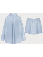 Světle modrá dámská pruhovaná souprava - košile a šortky (16071) Světle modrá dámská pruhovaná souprava - košile a šortky (16071)