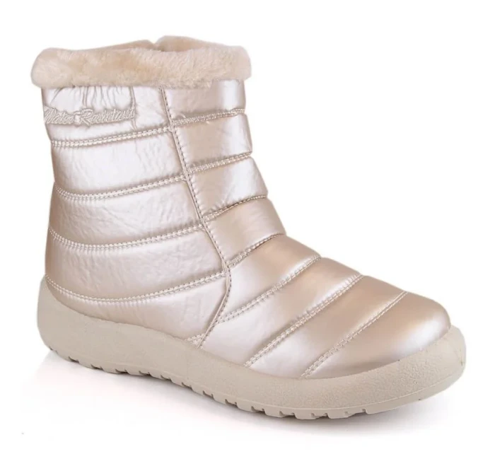 Novinky W EVE181E béžové nepromokavé lakované sněhule