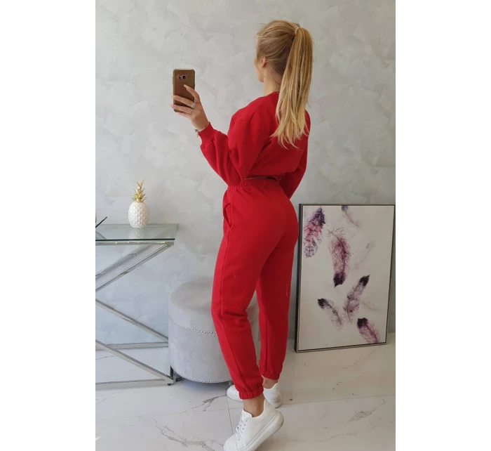 Zateplená souprava s krátkou mikinou červená Zateplená souprava s krátkou mikinou červená