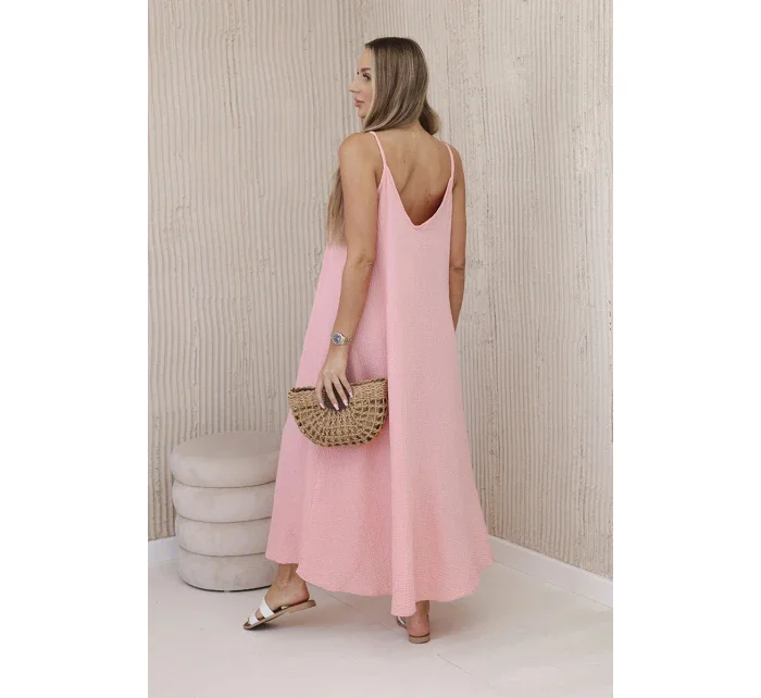 Mušelínové šaty na ramínka meruňka