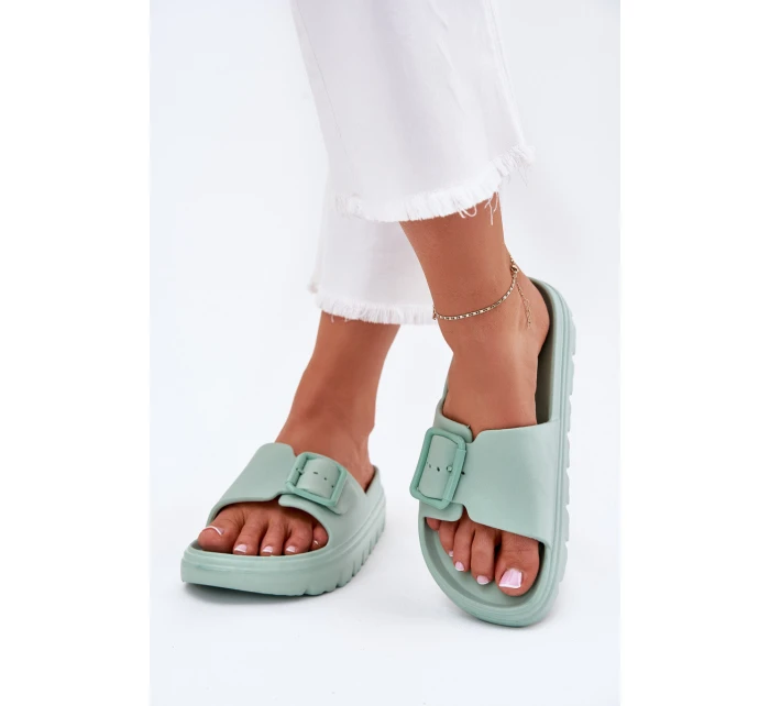 Dámské Pantofle Z Pěny Na Platformě S Přezkou Zelené Viasara Dámské Pantofle Z Pěny Na Platformě S Přezkou Zelené Viasara