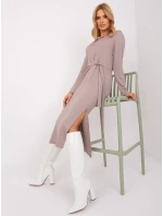 Sukienka LK SK model 19069217 ciemny bezowy - FPrice Sukienka LK SK model 19069217 ciemny bezowy - FPrice