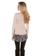 Dámská tunika 2v1 Tmavě modrá s ecru  model 20913283 - Koucla