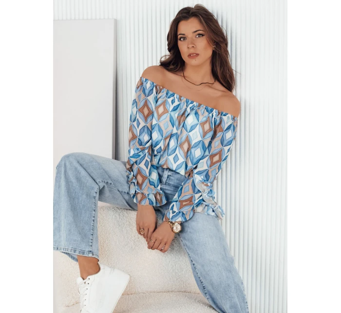 Dámská pruhovaná halenka SPRIAN blue FashionStreet RY2465 Dámská pruhovaná halenka SPRIAN blue FashionStreet RY2465